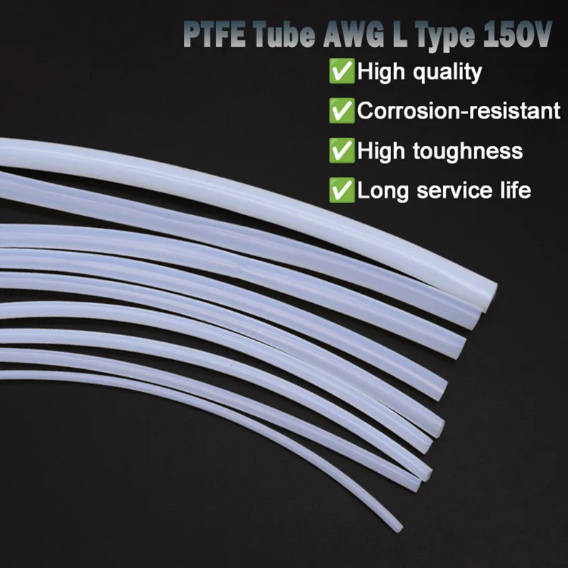 5 Meter Translucent PTFE Tube AWG L Type 150V ID 0.3-8.4mm OD 0.6-9mm insulating Capillary High Temp Resistance