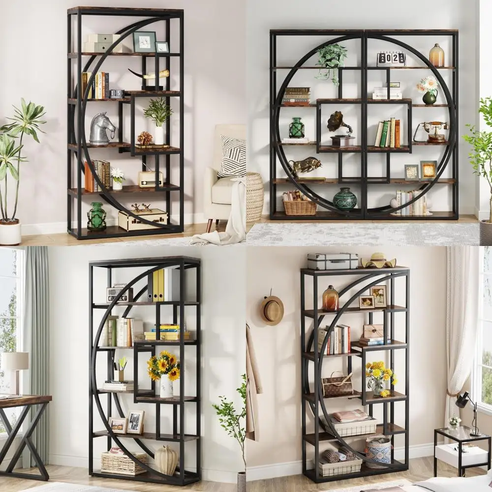

5-Tier Industrial Style Bookcase, 70.8 Tall Open Storage Shelving Unit for Book Display