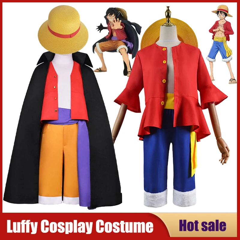 

Anime One Piece Cosplay Costumes Carnival Party Women Men Kids Monkey D Luffy Sun God Two Years Later Cos Hat Red Top Pant Suits