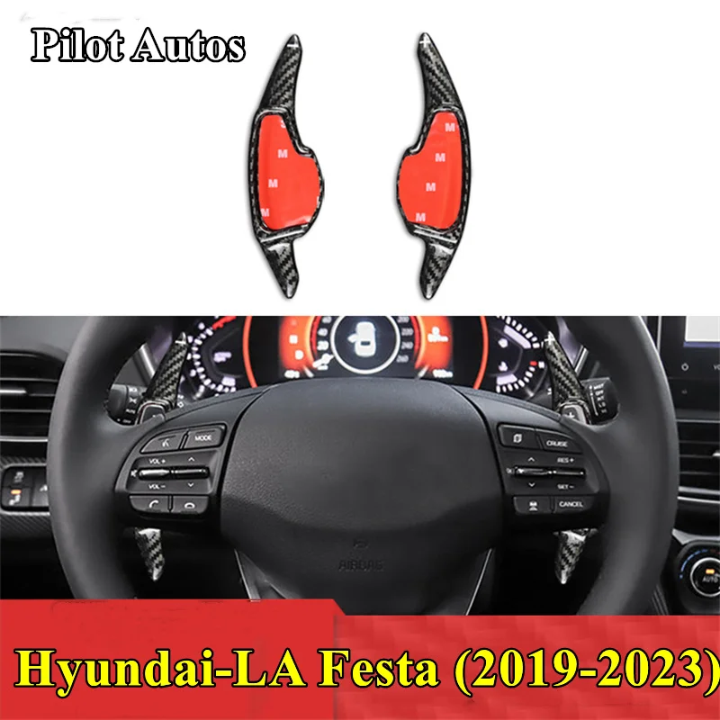 Genuine Carbon Fiber Car Steering Wheel Shift Paddle Extended Shifter Trim Cover For Hyundai LA Festa 2019 2020 2021 2022 2023