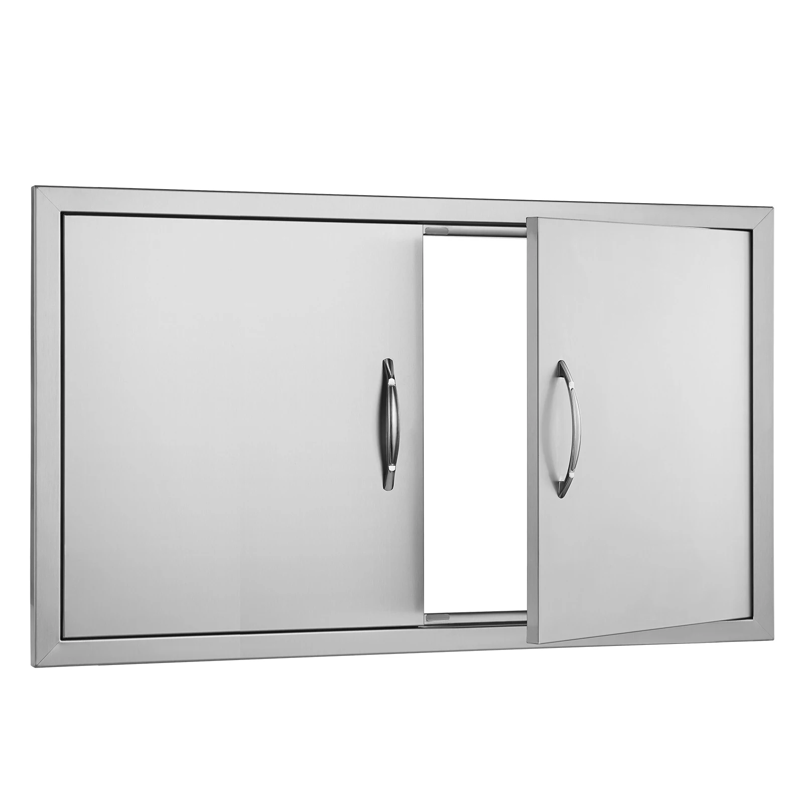 BBQ Access Door, 36W x 21H Inch Double Outdoor Kitchen Door, Stainless Steel Flush Mount Door, Wall Vertical Door with Handles, Grilling Station, Outside Cabinet, Designed for BBQ Island