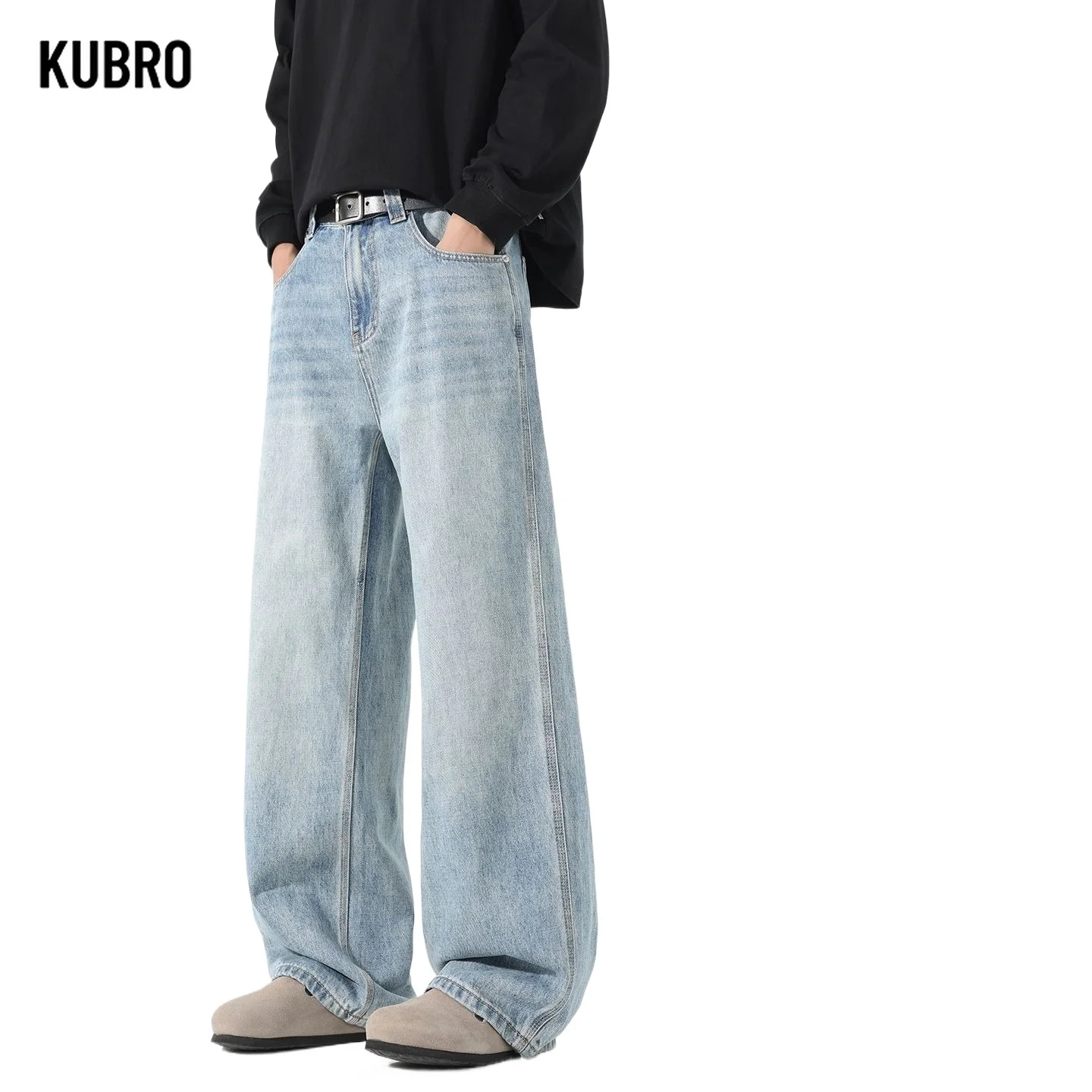 

American-style Washed Retro Jeans for Men Loose Straight Wide-leg Drape New Autumn Floor-length Casual Pants Men's Jeans Pants