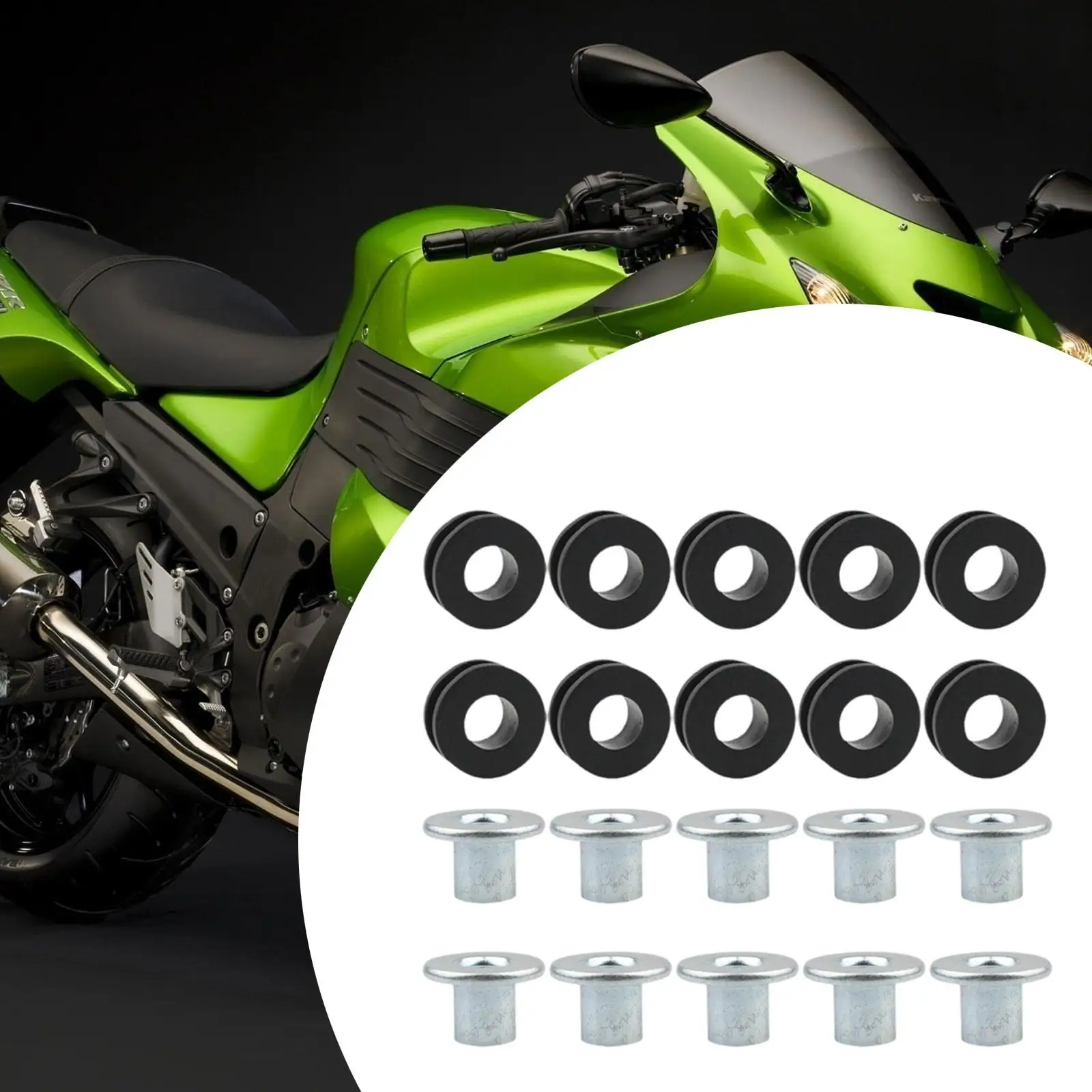 

20Pcs Shock Absorber Mount Bushing Grommets Motorbike Replaces Parts Buffer Pad Set for Kawasaki Easy Installation Durable