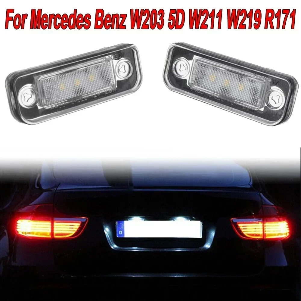 2pcs Car LED Light License Plate Light 12V For Mercedes-Benz C/E Class CLS SLK W203 5D W211 W219 R171 Replacement Plug And Play