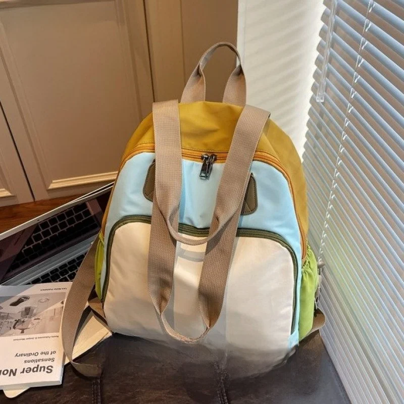 

New Fashion Color Block Korean Japanese Style Casual Leisure Handbag Shoulder Bag Multi-Functional Lazy Style Student Backpac...