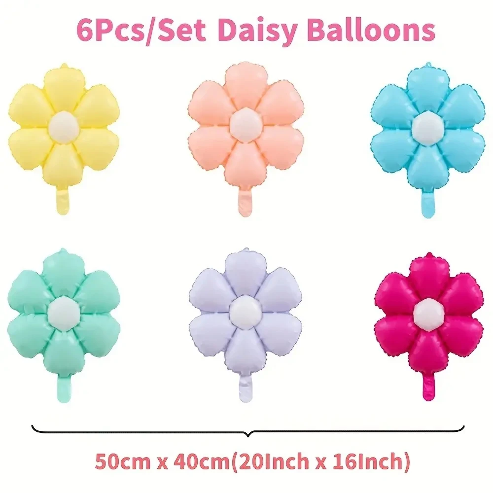 6Pcs/Set Candy Color Daisy Balloon SunFlower Foil Balloons Photo Props Wedding Birthday Party Decorations