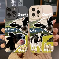 Korean Cute Collage Sunglasses Cow Case For Samsung Galaxy A14 A34 A13 A23 A15 A55 A35 S24 S23 S22 S21 Ultra Plus FE Soft Cover