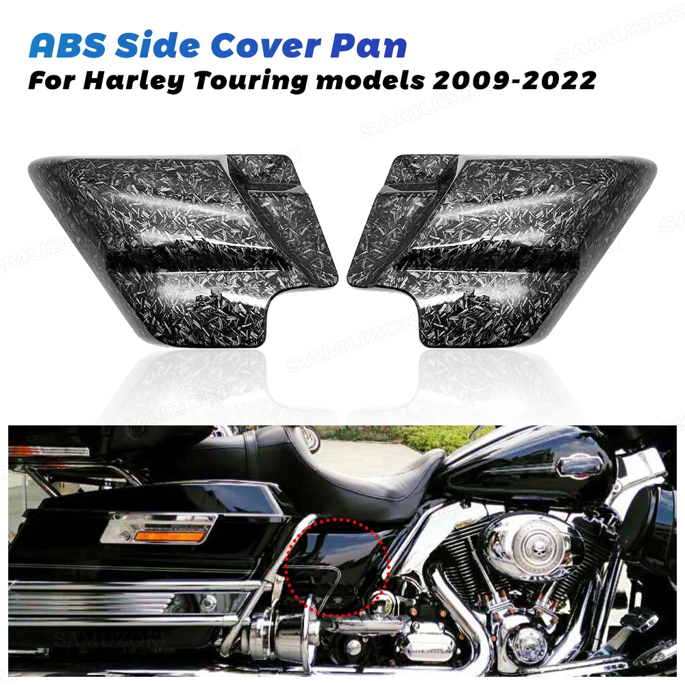 

For Harley Touring Street Electra Road GlideRoad King 2009-2022 Black Lmitation Black white stripe Motorcycle ABS Side Cover Pan