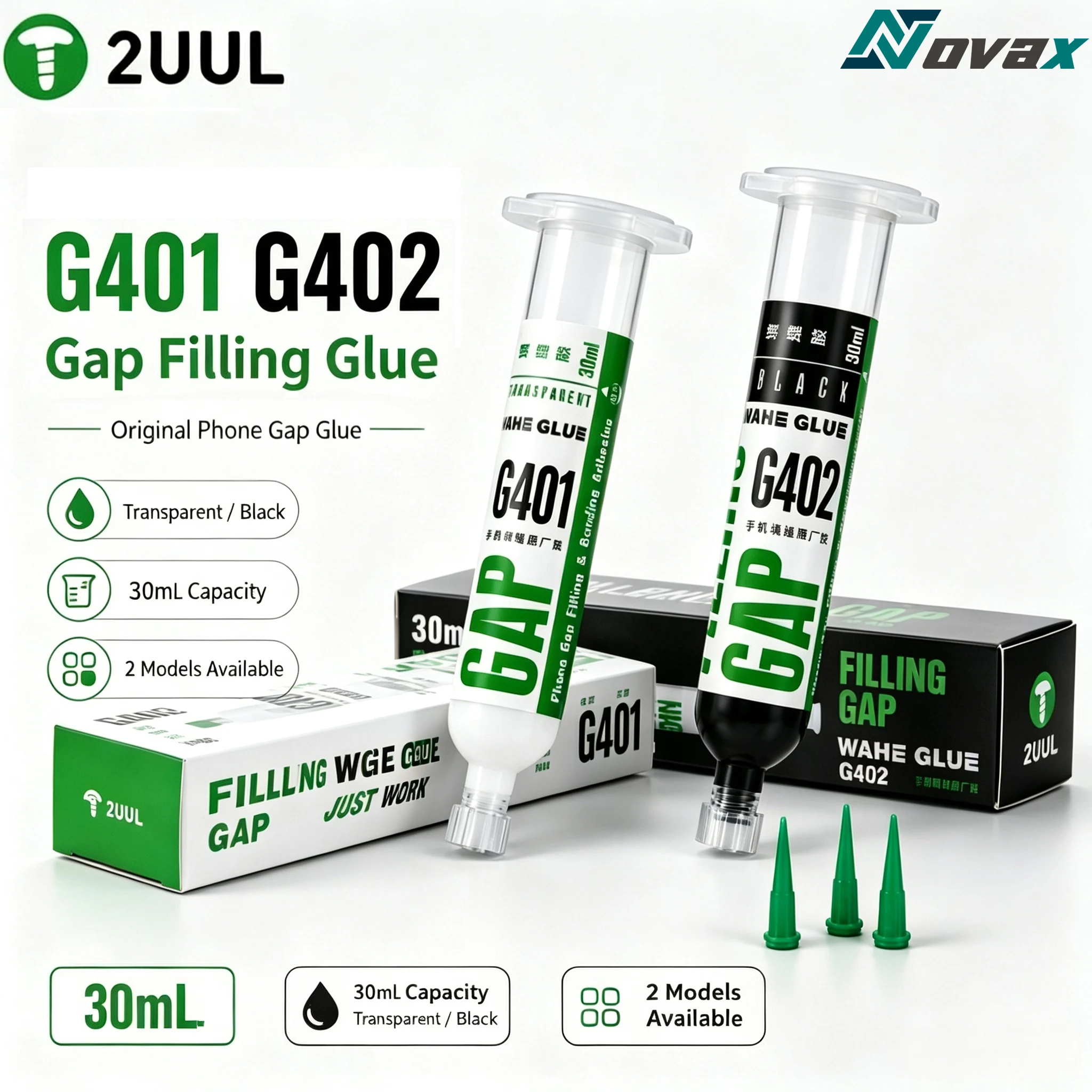 2UUL G401 G402 WAHE GLUE phone border filling adhesive 30ml black/transparent, used for screen border repair adhesive