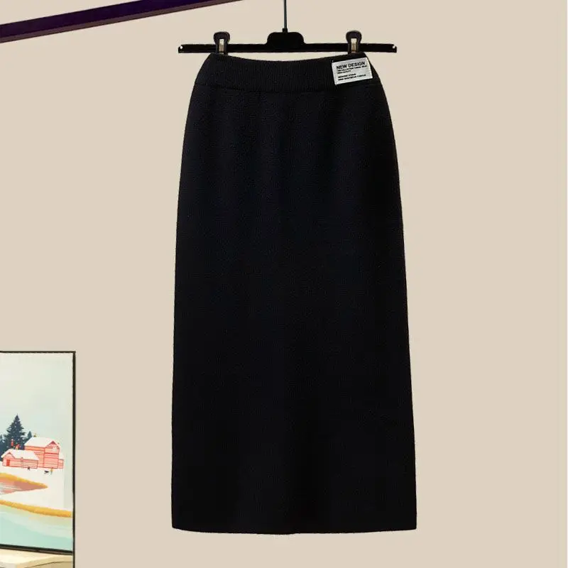 Women's Spring Autumn Outfits 2023 New Korean Fashion Wear Loose Knitted Sweater High Waist Slim Half Skirt Two Piece Set