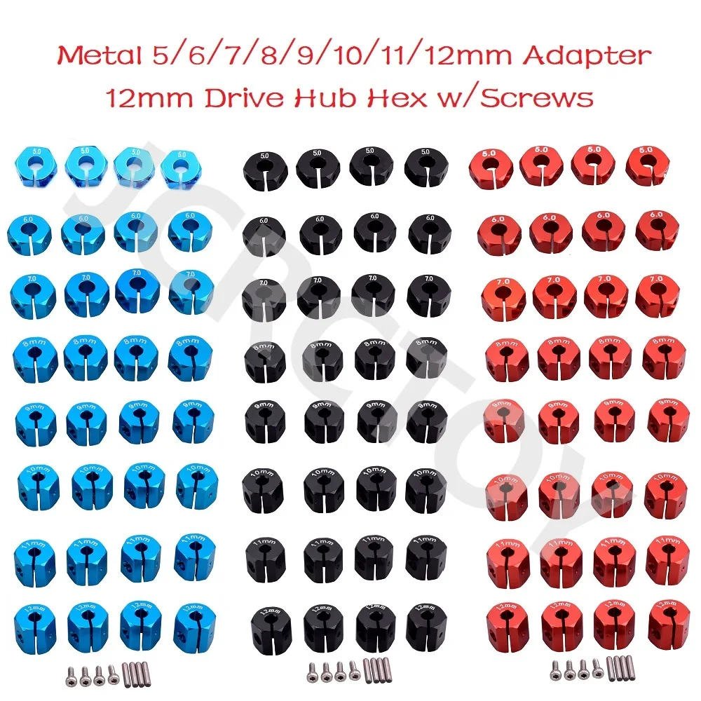 RC Aluminum 5/6/7/8/9/10/11/12mm Thickness Adapter 12mm Drive Hub Hex w/Pin Screws For 1/10 HSP HPI Tamiya RedCat SCX10 Sakura