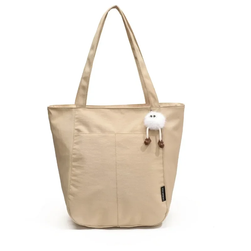 Borsa tote di alta qualità in nylon tinta unita 2024 di grande capacità con cerniera Borsa a tracolla casual semplice e versatile Borsa morbida per