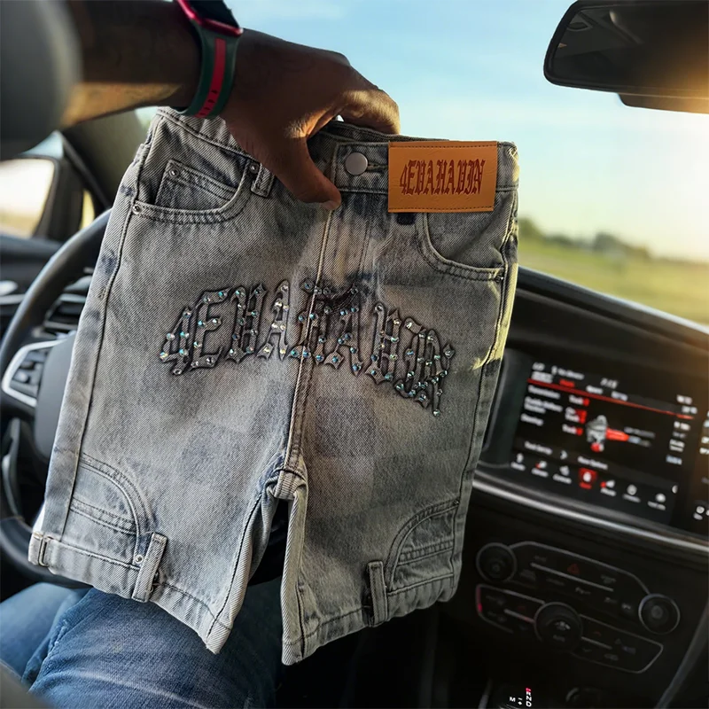 Y2K الاتجاه جينز غير رسمي رقعة الشطرنج نمط رسالة مطرزة عالية الجودة الدنيم السراويل الرجال النساء خمر الشارع الشهير المتعثرة