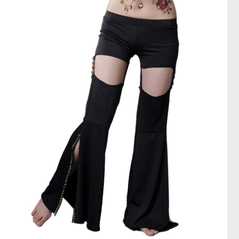 Nuova donna adulta moda Sexy pantaloni danza del ventre Costume doppio pantaloni tribali spettacoli pantaloni per danza del ventre colori neri