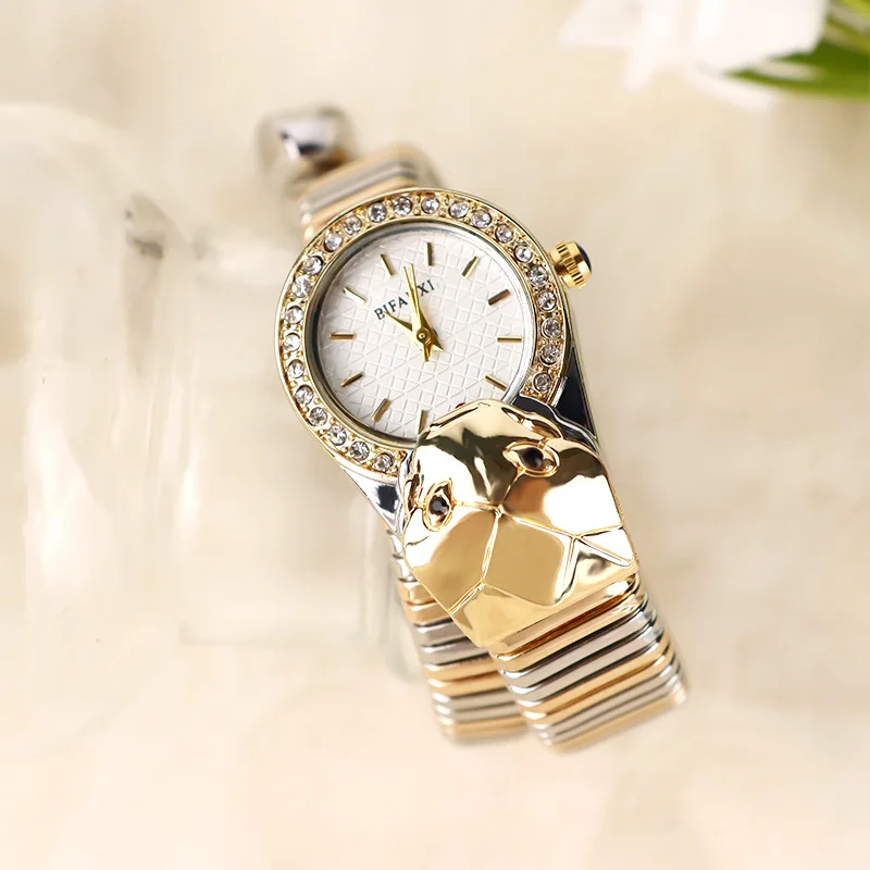 

UTHAI L74 Watch For Women Snake Quartz Watch Fashion Light luxury Diamond Bracelet Opening Waterproof Ladies Clock Watches Gift