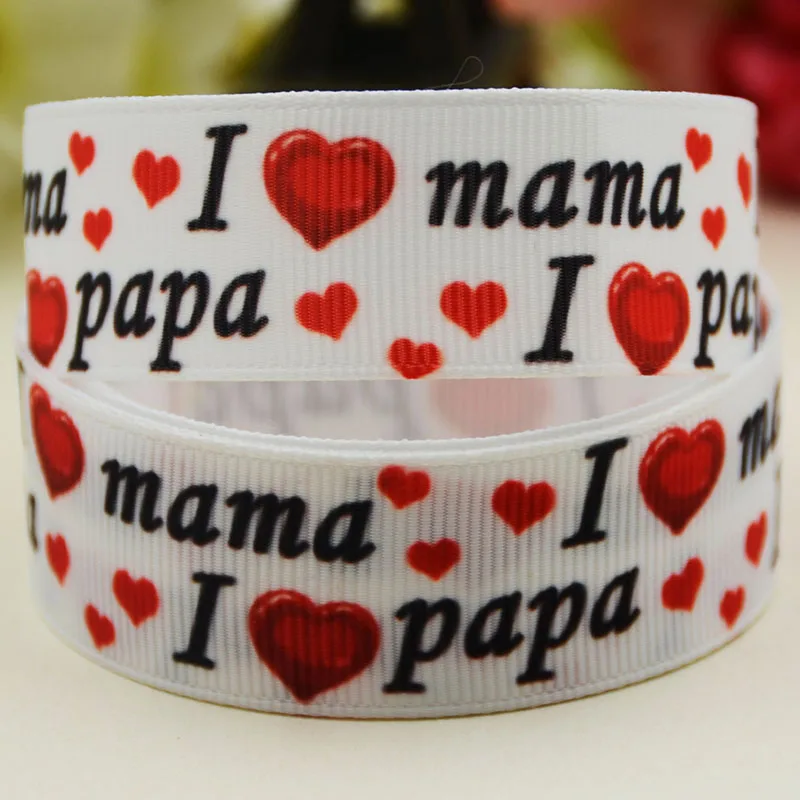 22mm 25mm 38mm 75mm  I love mama&papa Cartoon Character printed Grosgrain Ribbon party decoration satin ribbons OEM 10 Yards