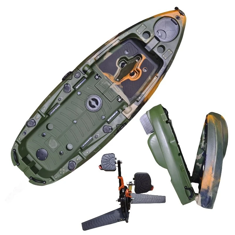 2.5m Pro Angler Plastic Folding Kayak Foldable/seperate Two Parts Fishing Kayak with Pedal System Aluminum Seat view 2