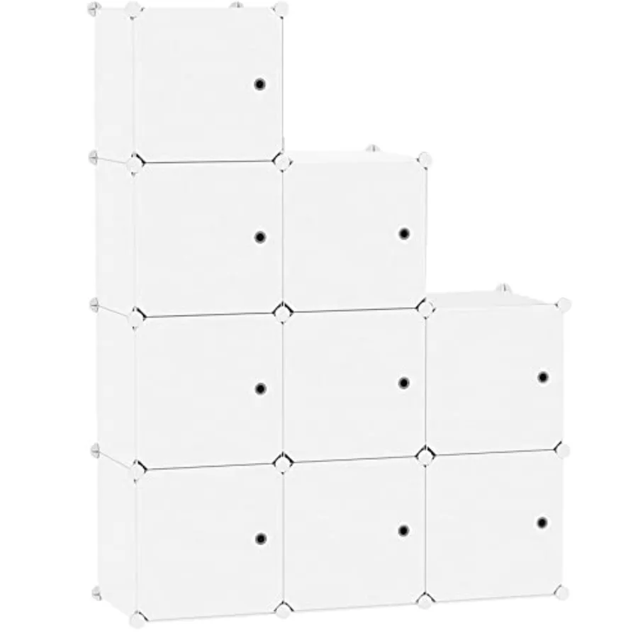 

Cube Storage Organizer with Doors 9-Cube Shelf Closet Cabinet DIY Plastic Modular Bookshelf Storage Shelves Ideal for Bedroom L
