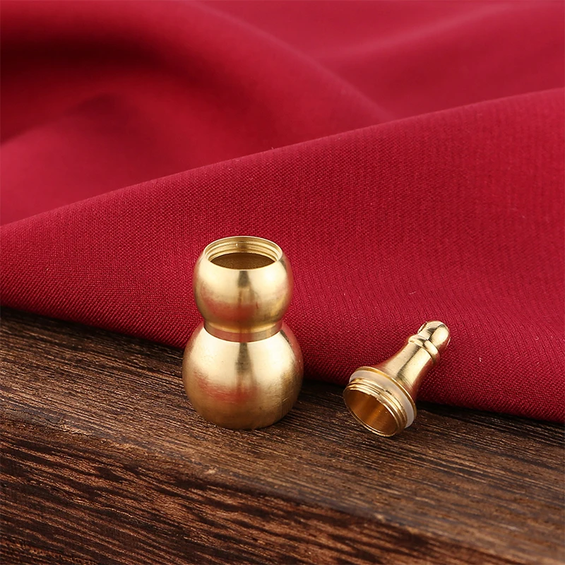 Chinese Feng Shui Gourd Brass Mental For Enhance Buddhist Good Luck Brass Gourd Pendant Can Hold Cinnabar Keychain Accessories