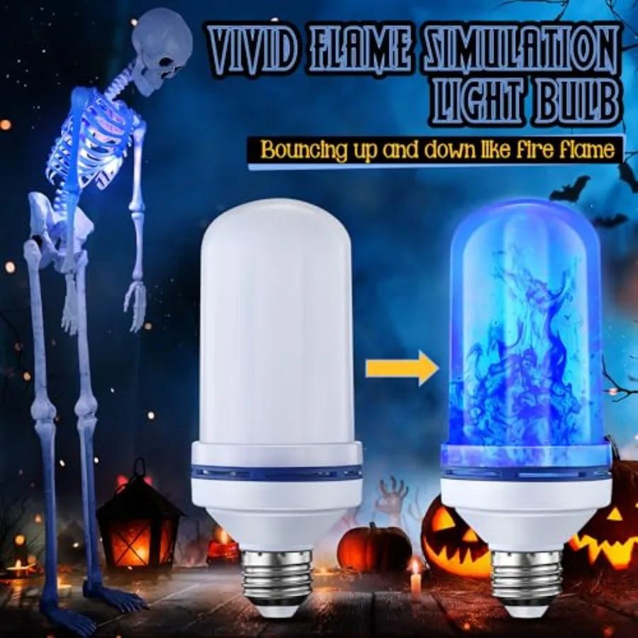 LED Halloween Skeleton Lighting Kit, E26 Base Flame Light With Up Down Effect, Scary Chest Light for Giant Skeleton Decor 3