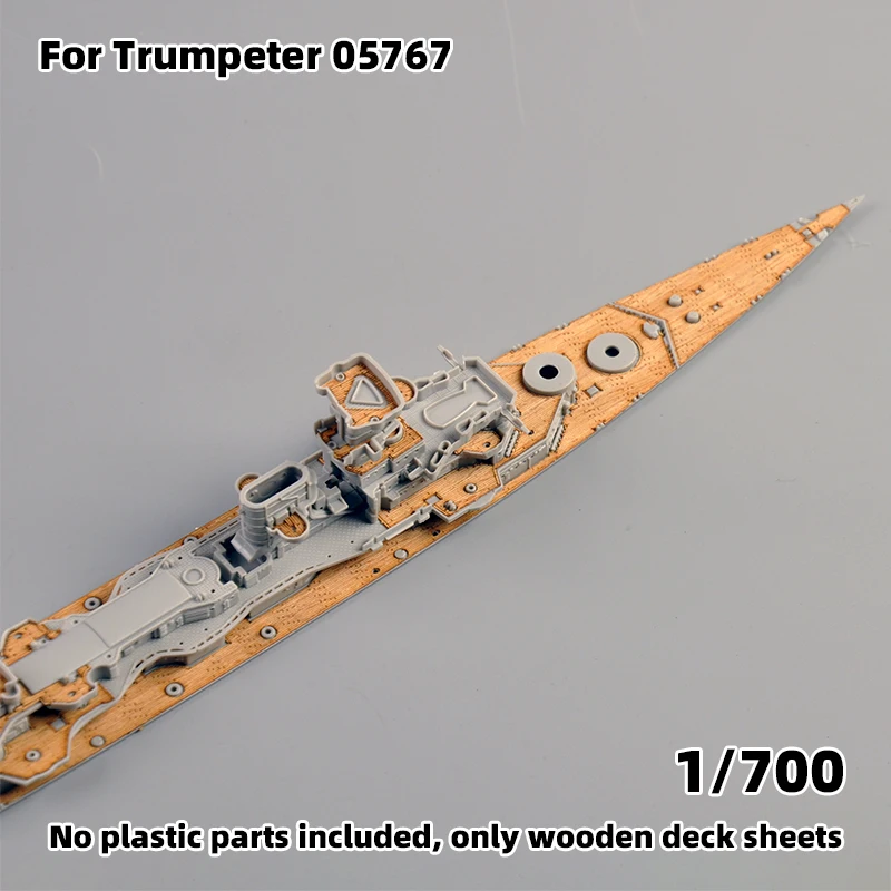 Modell-Upgrade-Teile: Lasergeschnittene Holzdeckplatte mit selbstklebender Ankerkette für TRUMPETER 05767 Heavy Cruiser 1/700 – Detail 2