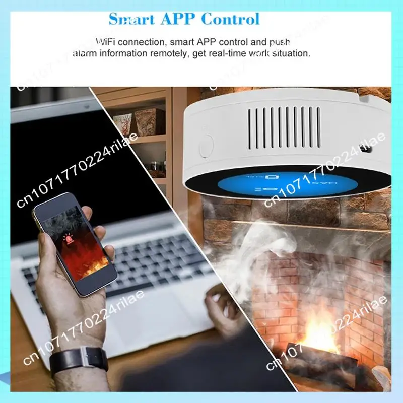A17z detector de gás combustível detector de vazamento de gás combustível com função de temperatura com display lcd com tuya app plugue da ue