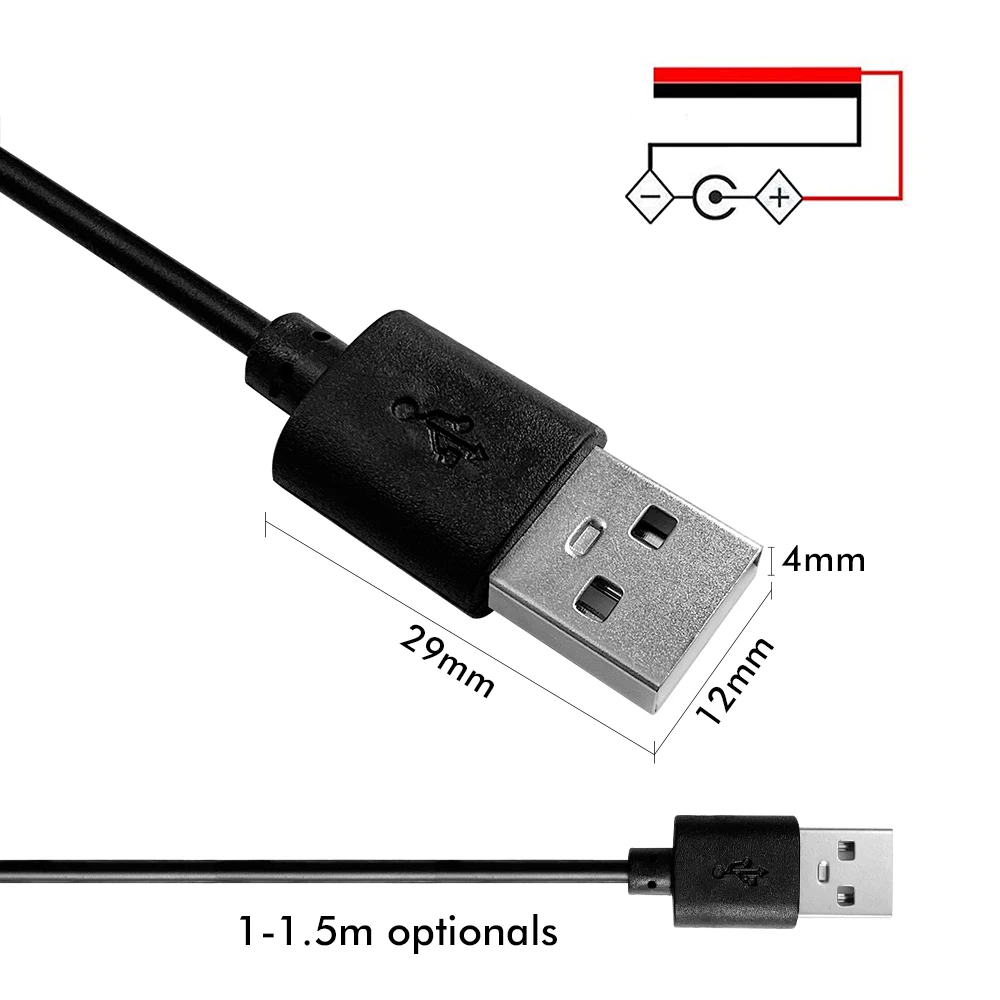 Conector USB, conector de alimentación de Terminal USB con interruptor, enchufe de alimentación de cable eléctrico para lámpara de tira LED,