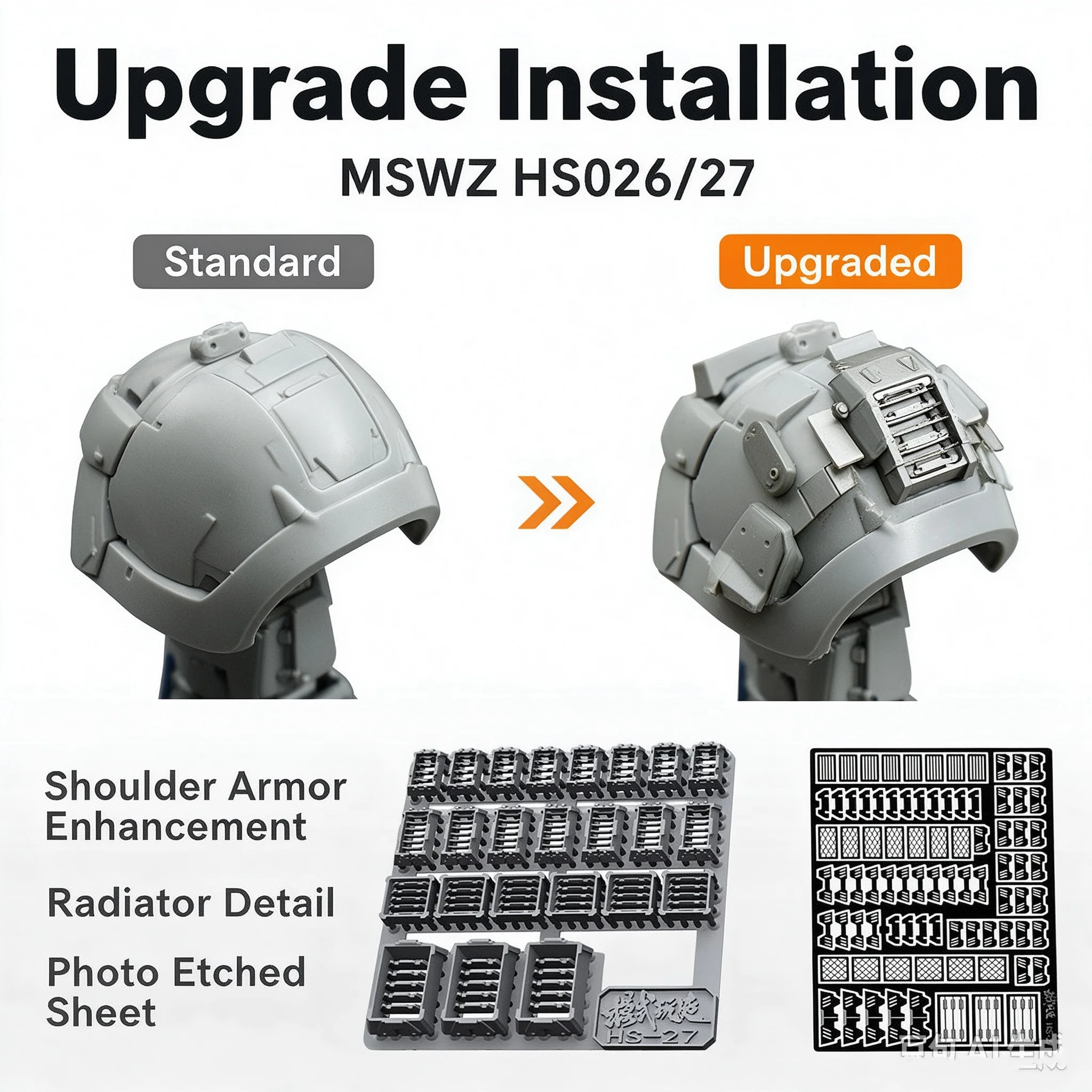 MSWZ HS026 HS027 Gunpla Gundam Upgrade Parts Shoulder Armor Radiator Detail Enhancement Plastic Mod Supplies