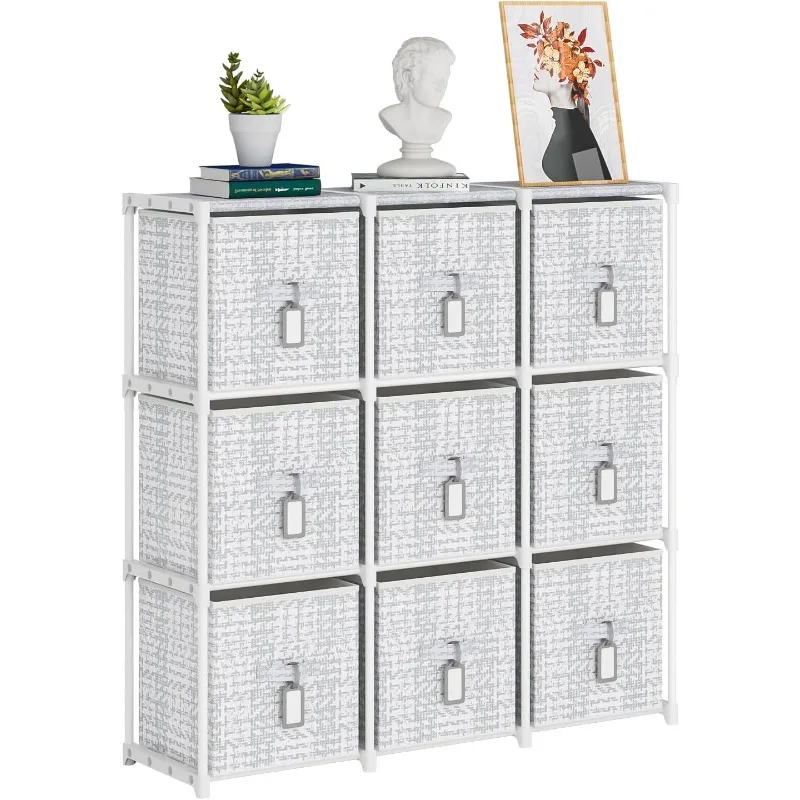 

9 Cube Storage Organizer with Printed Drawers, Toy Cubby Storage for Closet, Living Room, Dorm
