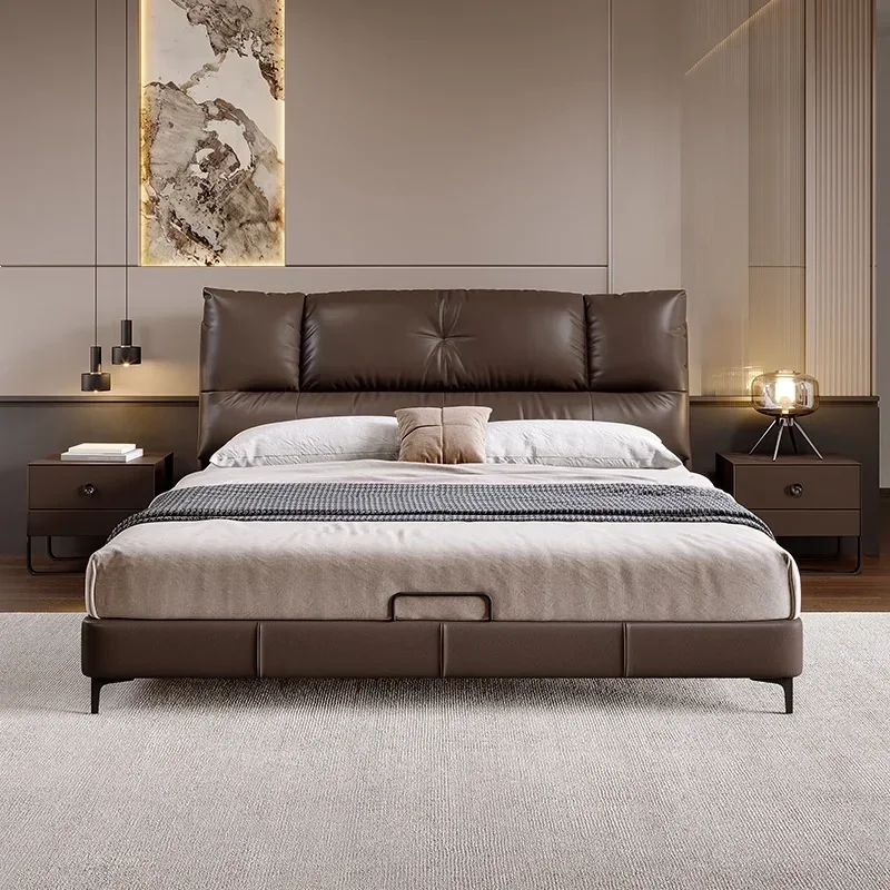 

King/Queen Size Bedroom Furniture Modern Simple Leather Soft Bed Bedroom Furniture Wedding Bed Light Luxury Designer Double Bed