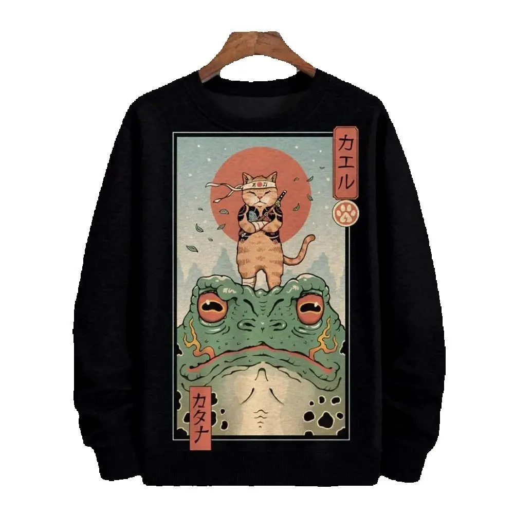 

Samurai Cat Printed Men's Sweatshirt Autumn Fashion Men Women Hoodie Pullover Oversized Hoodies Men Clothing Long Sleeve T-Shirt