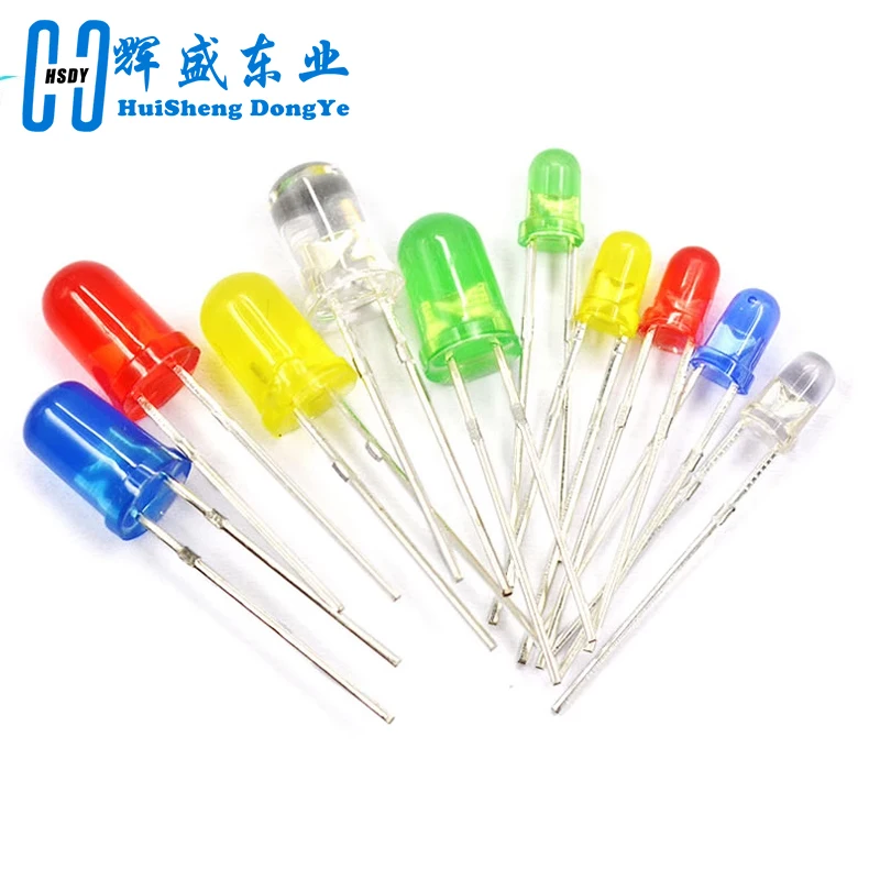 1000pcs/Wholesale F5 5MM F3 3MM Round LED Transparent Ultra Bright Green/Yellow/Blue/White/Red Light Emitting Diode