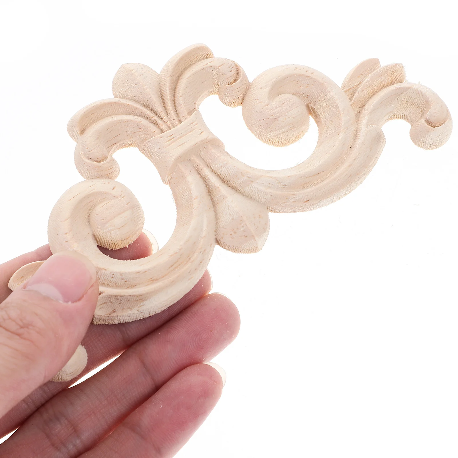 4 قطعة الخشب الصلب المنحوت يزين النمط الأوروبي زهرة صغيرة تصميم الأثاث خزانة الباب ديكور DIY بها بنفسك الخشب راصعة الزينة #6