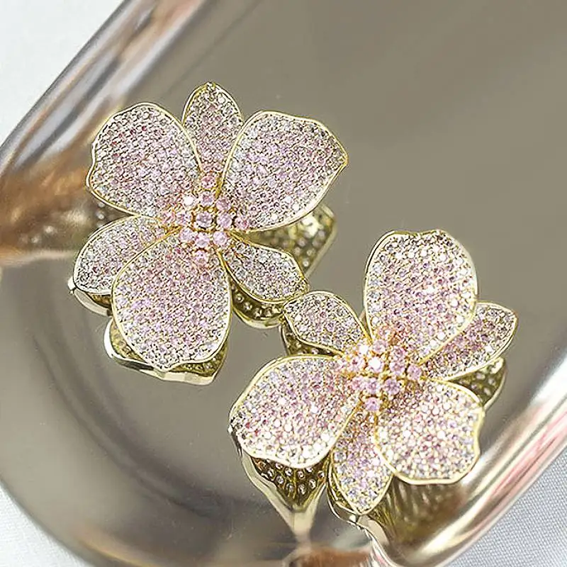 

Huitan полностью блестящие CZ эстетические женские серьги-гвоздики в форме цветка романтический годовщина свадьбы элегантные ювелирные аксессуары подарок