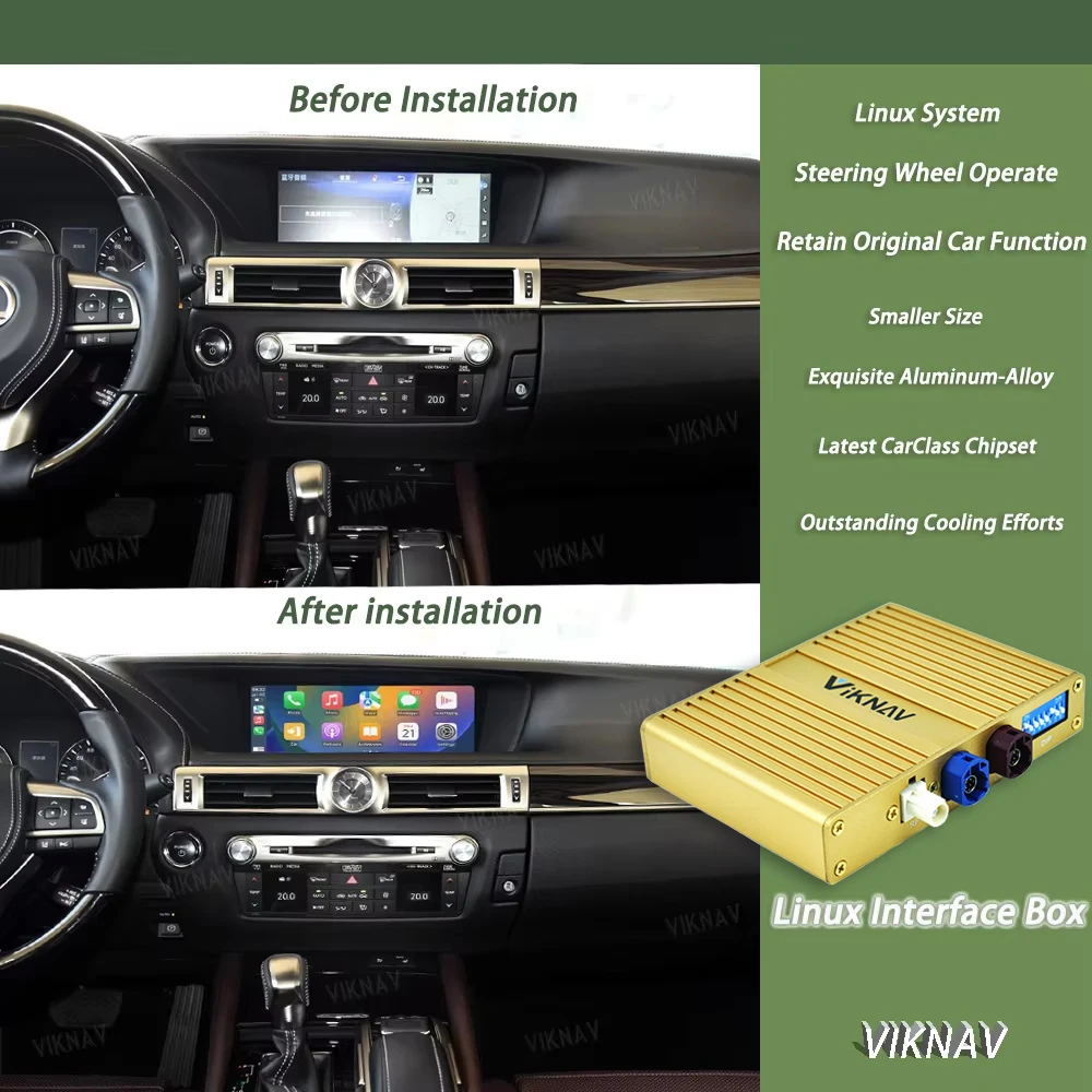 VIKNAV Linux Decoder Box For 12.3 Inch Lexus GS 2016 2017 2018 2019 2020 Navigation Linux Interface Multimedia Player