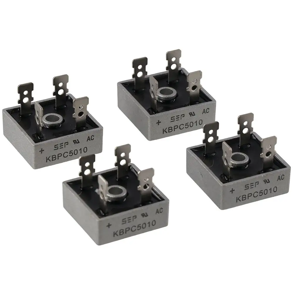 4Pcs 1000V Single Phase Rectifier Metal Housing 50A AC to DC KBPC5010 Bridge Rectifier Bridge Rectifier Bridge Rectifier