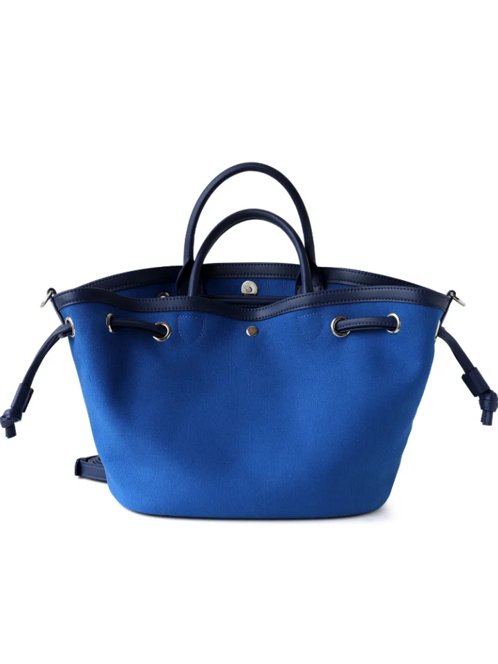 

2025 New mat Design Canvas Tote Bag Women's Handbag Casual Sle Dstring Closure Soft Leather Handle Basket ape