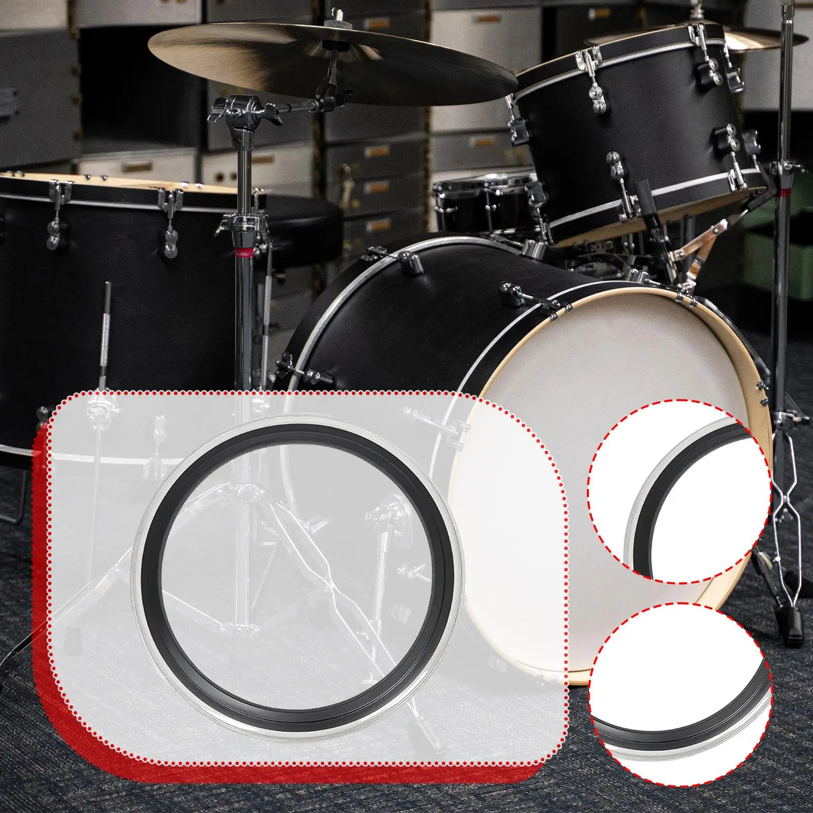 Drum Damperner Ring Mute Ring Portable Accessories for Tone Control Drum Damper Replacement for Concert Performance Practice