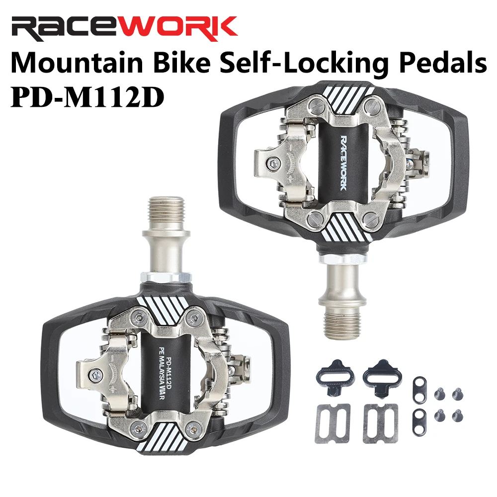 RACEWORK MTB Bike Lock Pedal For Shimano SPD System Nylon Body + Chrome Molybdenum Steel Core Double-sided Locking Footrest