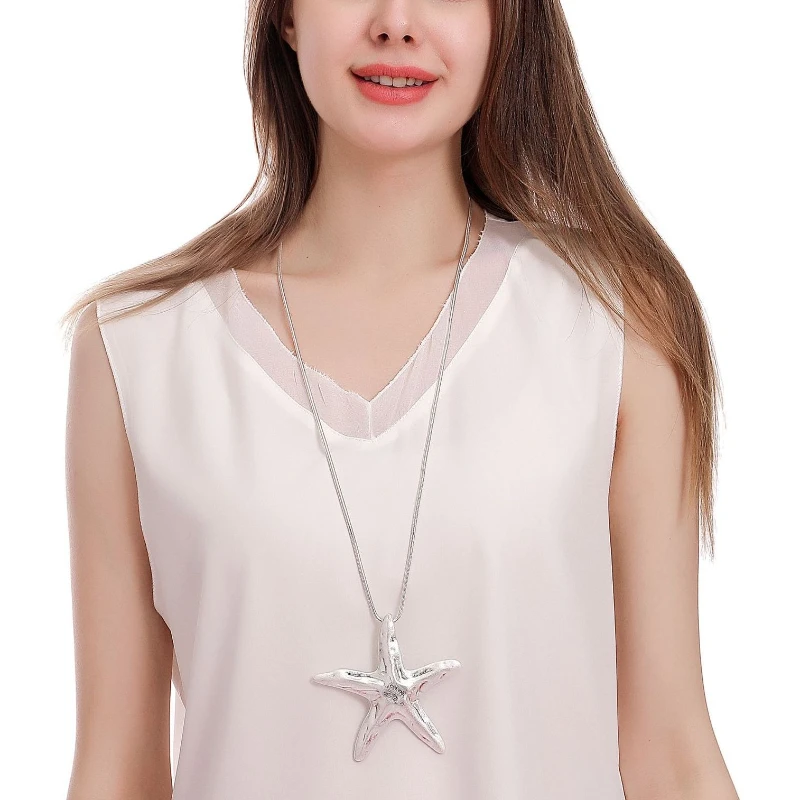 Geometrische Seestern Pullover Kette Legierung Weibliche Persönlichkeit High-end-Mode OL Lange Halsketten Schmuck – Detail 5