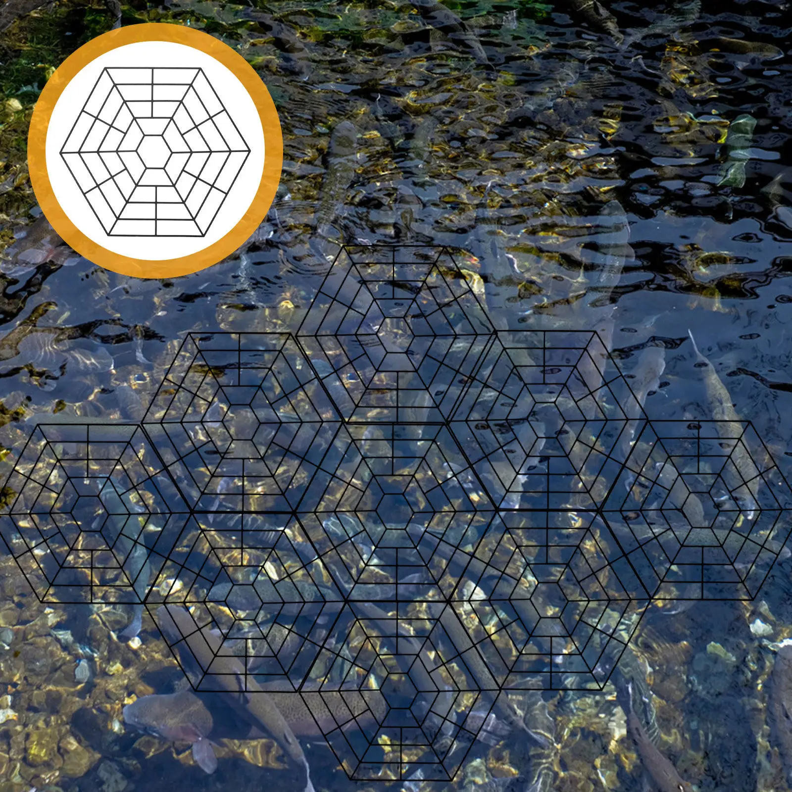 Fish Pond Protective Hexagonal Net 10 Pieces Heavy Duty Plastic Outdoor Water Garden Bird Deterrent Fish Guard