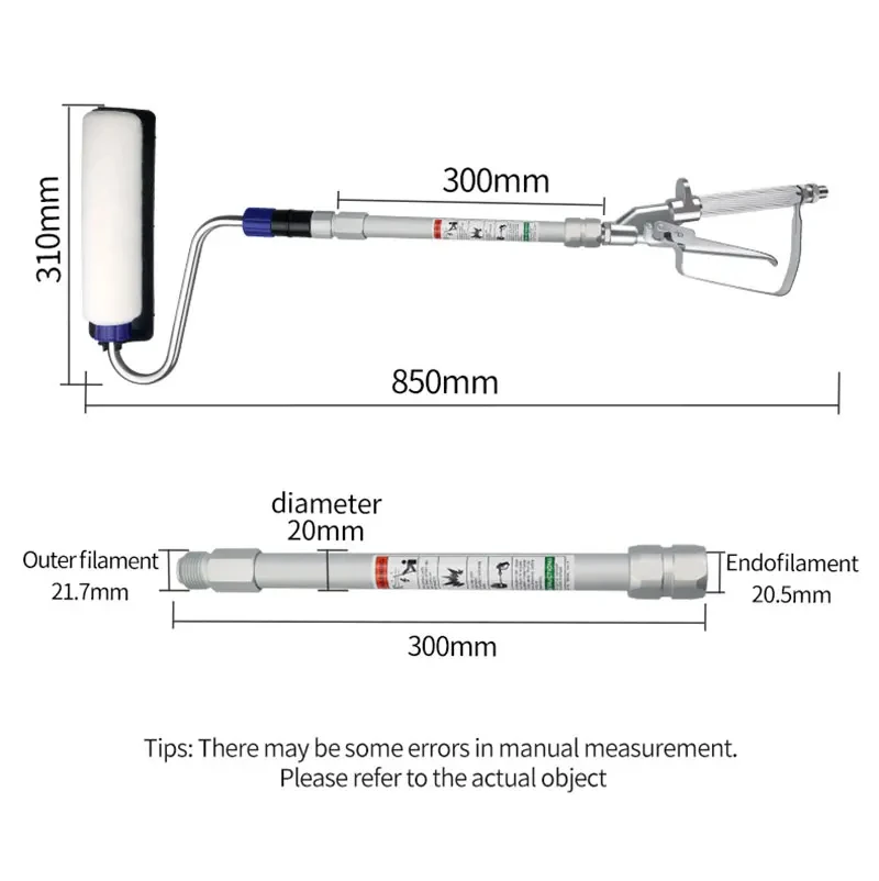 Imagem -02 - Paint Roller Cover Power Pulverizador para Alta Pressão Airless Spray Gun Wand Extensão Pólo