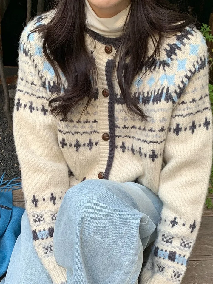 الكورية Sle جولة Ne زر واحد سترة مشغولة من الصوف المرأة الشتاء الدفء مكافحة الشيخوخة سترة غير رسمية معطف طويل Sve #2