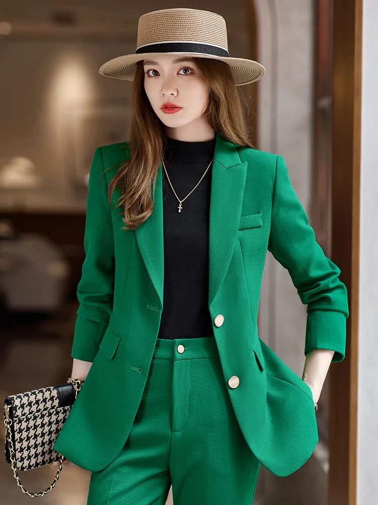 Office Ladies Two Piece Sets Women Elegant Comfortable Formal Suits Blazer High Waisted Solid Suits Single Breasted