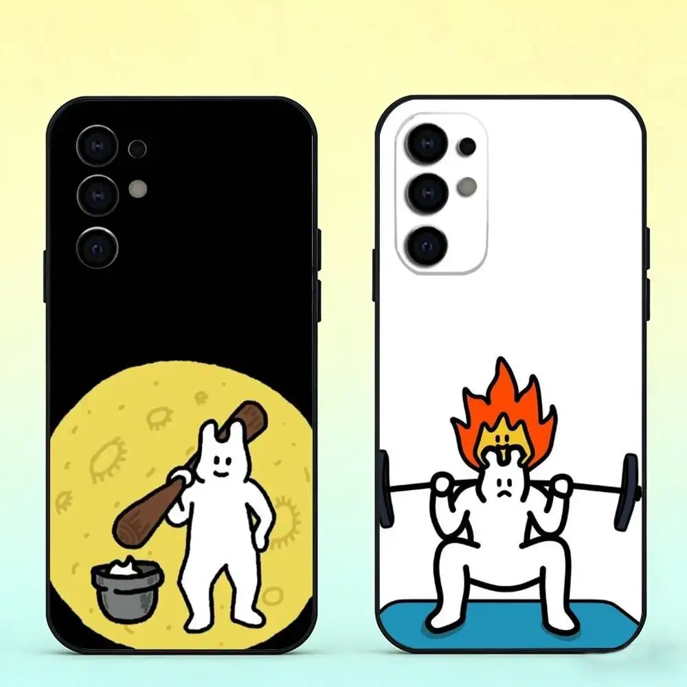 Happy Rabbits Party Phone Case Black Silicone Soft For Samsung S25,S24,S21,S22,S23,S30,Ultra,S20,Plus,Fe,Lite