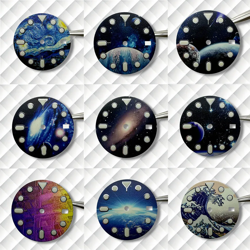 

28.5mm S/GS Logo Dial Fit NH35/NH36/4R/7S Movement 3D Printing Universe Dial Watch Modification Accessories