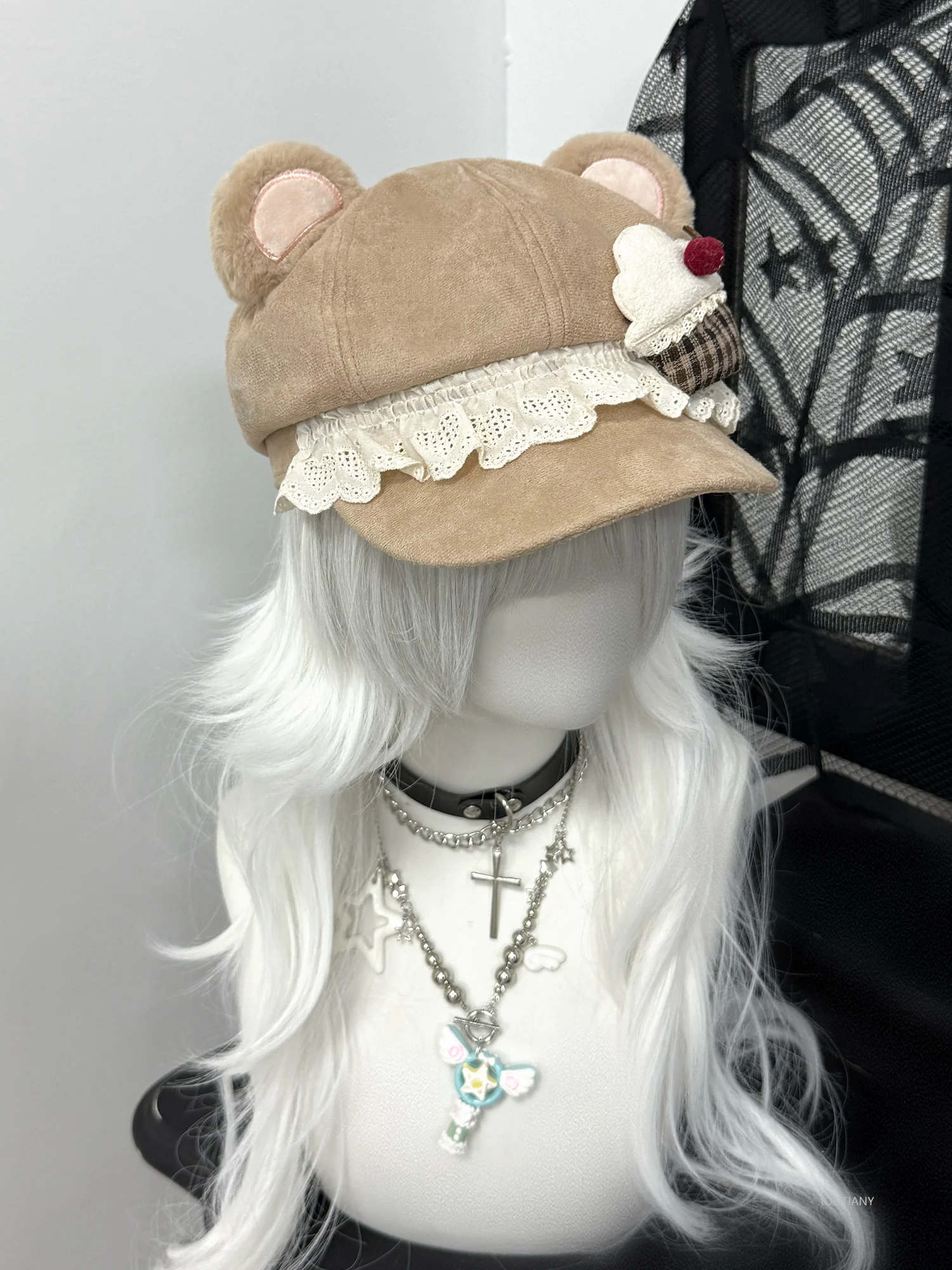 Damski kapelusz z króliczymi uszami, kapelusz imprezowy Y2k, akcesoria, japoński beret w stylu love, kapelusz damski, cosplay, lolita, urocza czapka baseballowa z uszkami, 2025