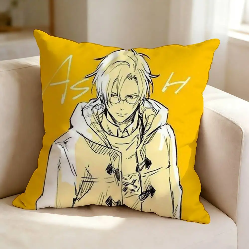 ANIME B-Banana Fish A-Ash Lynx  Pillow Case Square Double-Sided Sofa Cushion Cover Bedroom Bedside Pillow