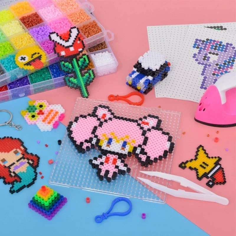 24/72 colors box set hama beads toy 2.6/5mm perler educational Kids 3D puzzles diy toys fuse beads pegboard sheets ironing paper