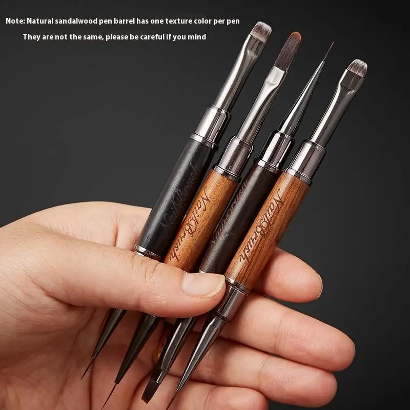 Doppelköpfiger Pinsel Nagelkonstruktionsstift Sandelholz-Linienstift für Nagelkunst Hochwertiger Malstift Nagelwerkzeuge – Detail 2